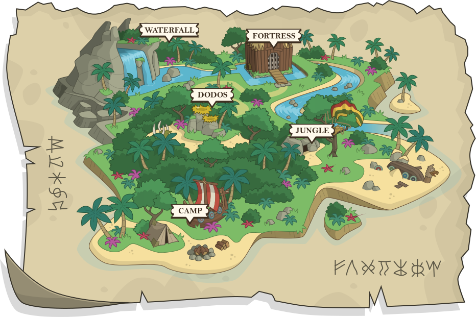 Cartoon Island Map PNG with transparent background