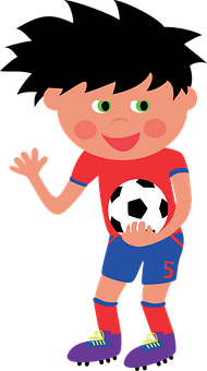 Cartoon Kid Football Player PNG with transparent background