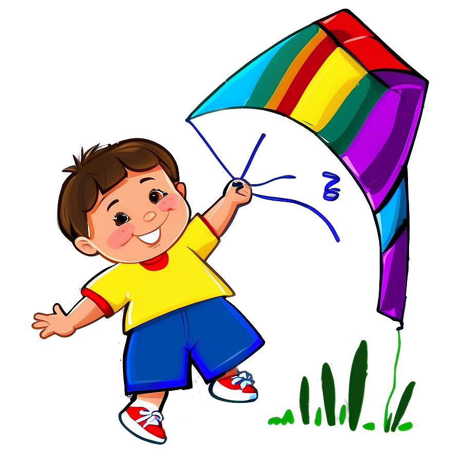 Cartoon Kid With Kite Png Yim