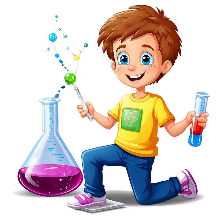 Cartoon Kid With Science Project Png 92