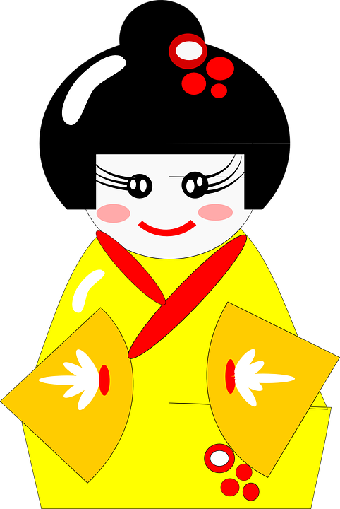 Cartoon Kimono Doll Graphic PNG with transparent background