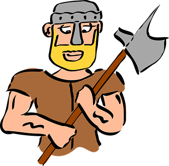 Cartoon Knightwith Axe PNG with transparent background