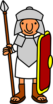 Cartoon Knightwith Spearand Shield PNG with transparent background