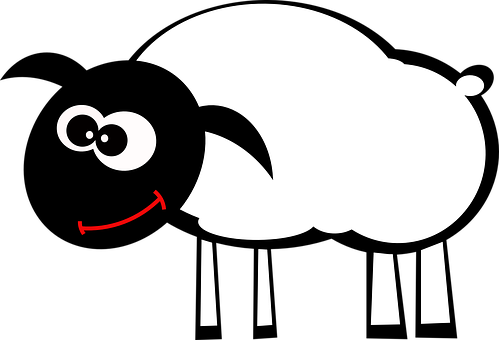 Cartoon Lamb Smiling Black Background