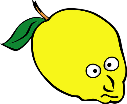 Cartoon Lemonwith Face PNG with transparent background