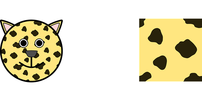 Cartoon Leopard Faceand Pattern PNG with transparent background