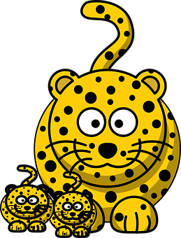 Cartoon Leopard Family PNG with transparent background