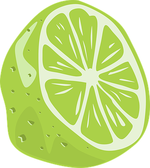 Cartoon Lime Slice Graphic PNG with transparent background