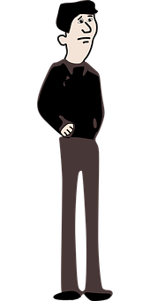 Cartoon Man Standing Black Background