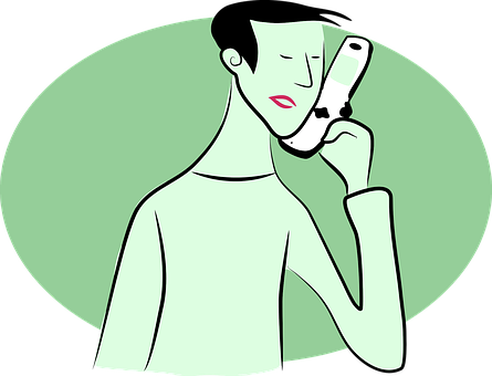 Cartoon Man Talkingon Phone PNG with transparent background
