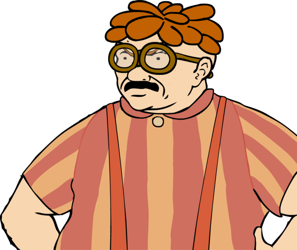 Cartoon Man With Gogglesand Orange Hair