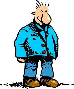 Cartoon Manin Blue Jacket PNG with transparent background