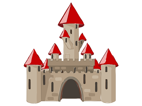 Cartoon Medieval Castle Illustration PNG with transparent background