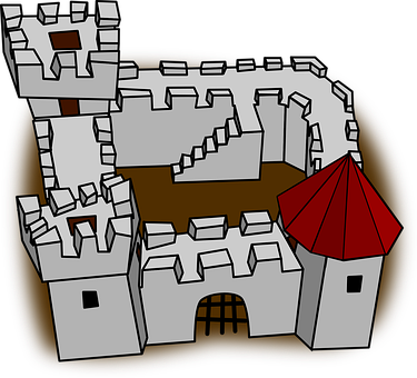 Cartoon Medieval Castle Illustration PNG with transparent background