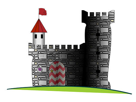 Cartoon Medieval Castle Illustration PNG with transparent background