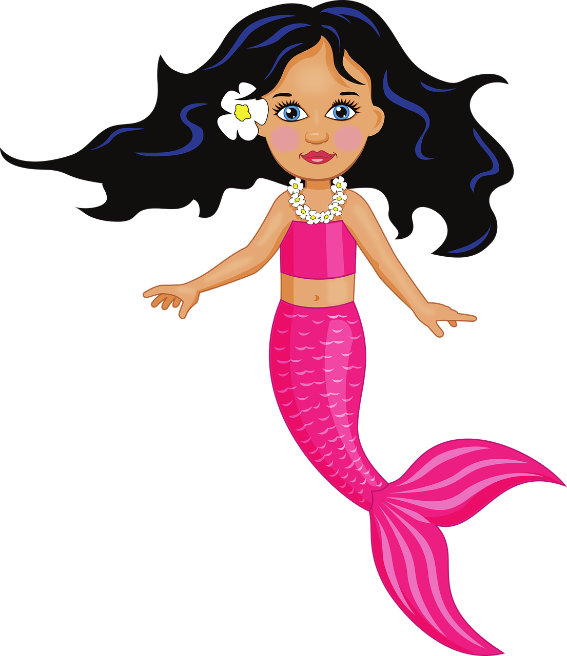 Cartoon Mermaidwith Pink Tail Clipart