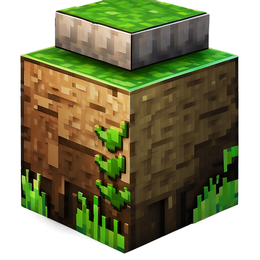 Cartoon Minecraft Grass Block Png 05252024