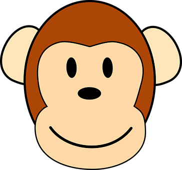 Cartoon Monkey Face Graphic PNG with transparent background