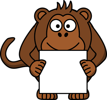 Cartoon Monkey Holding Sign