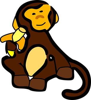Cartoon Monkey With Banana PNG with transparent background