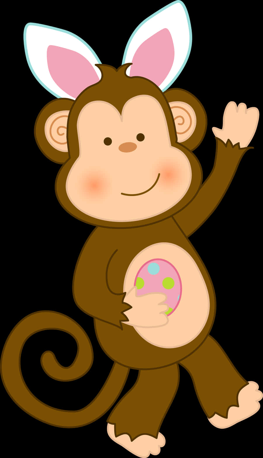 Cartoon Monkey With Egg Illustration