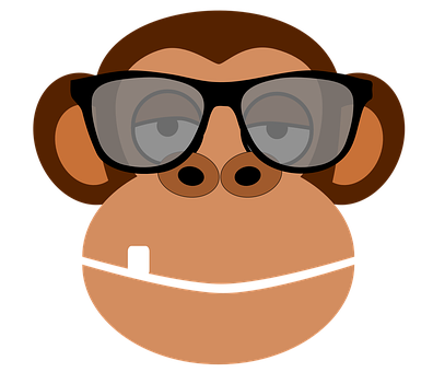 Cartoon Monkey With Glasses PNG with transparent background