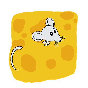 Cartoon Mouse Cheese Graphic PNG with transparent background