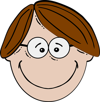 Cartoon Nerd Character Head PNG with transparent background