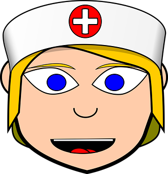 Cartoon Nurse Headshot Graphic PNG with transparent background