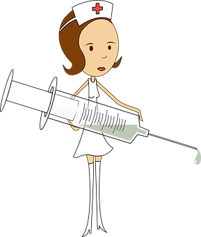 Cartoon Nurse With Syringe PNG with transparent background