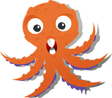 Cartoon Octopus Character PNG with transparent background