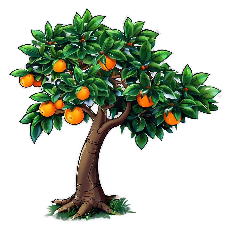 Cartoon Orange Tree Png 06132024