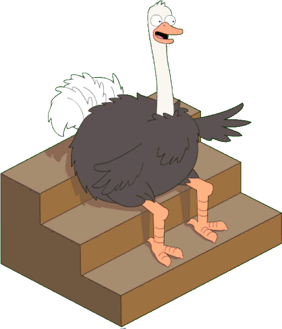 Cartoon_ Ostrich_ Sitting_ On_ Stairs