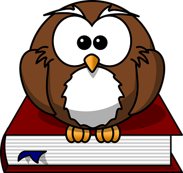 Cartoon Owl Reading Book PNG with transparent background