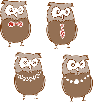 Cartoon Owlsin Formal Attire