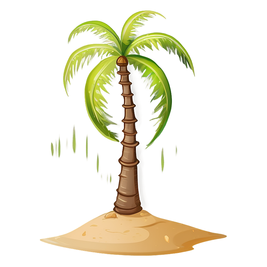 Cartoon Palm Tree And Sand Png Qpt