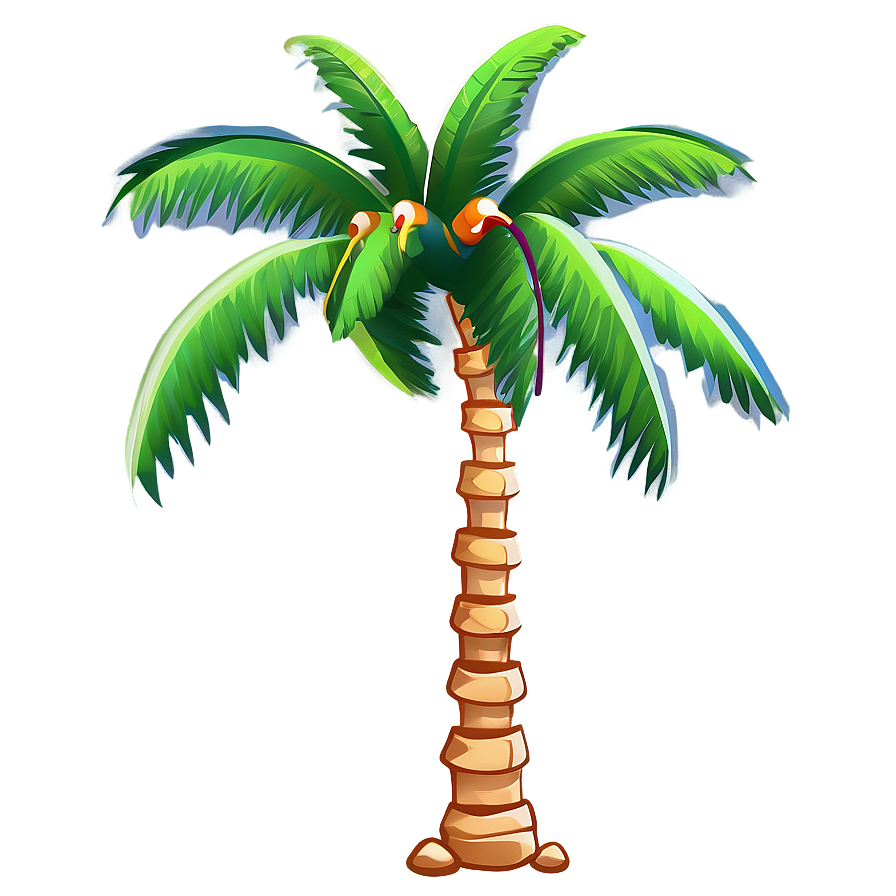 Cartoon Palm Tree With Birds Png Fwd