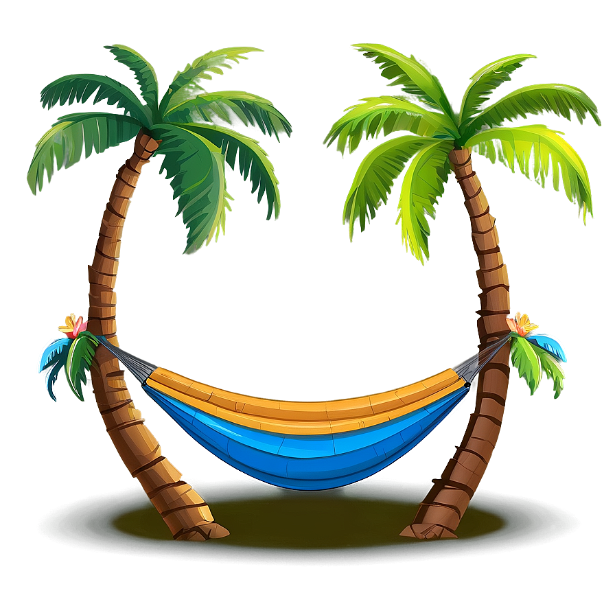 Cartoon Palm Tree With Hammock Png Jcc60