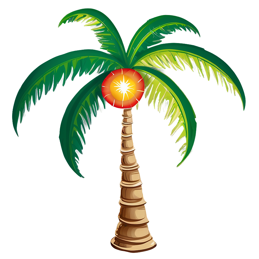 Cartoon Palm Tree With Sun Png Nbr59