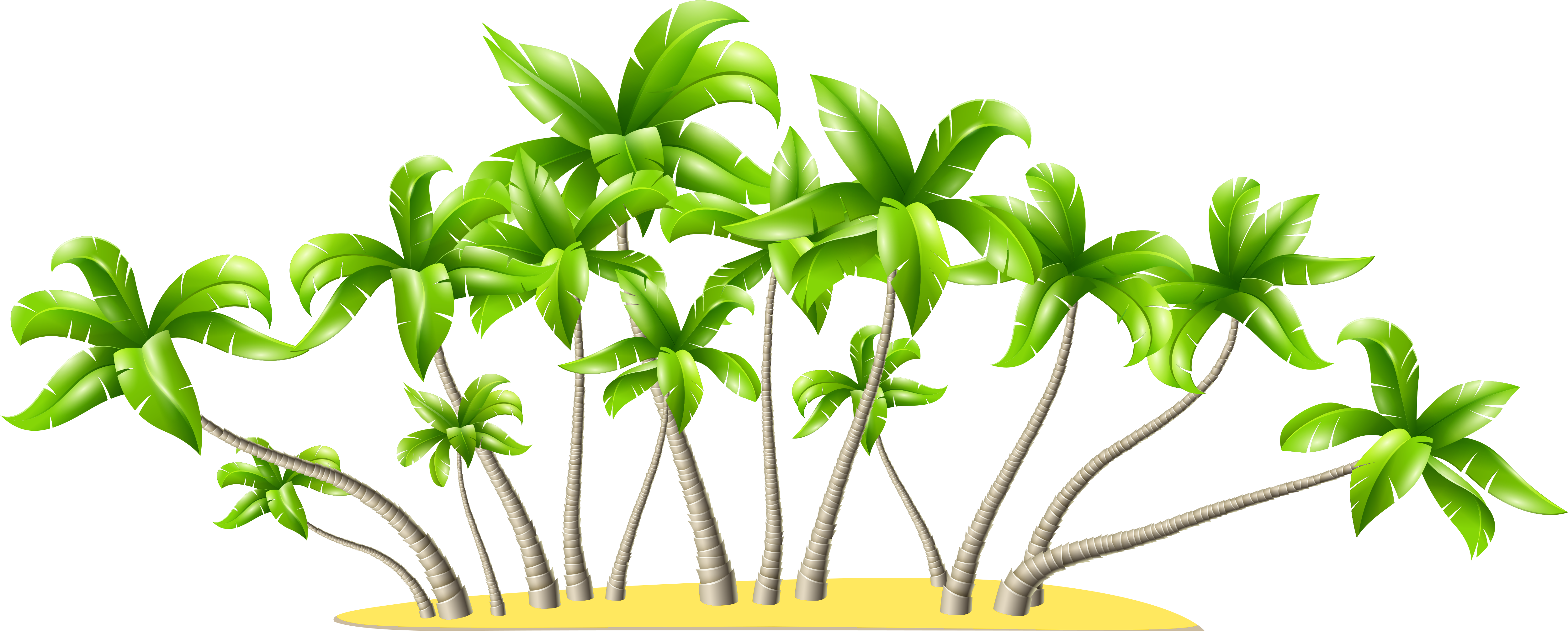 Cartoon Palm Trees Island