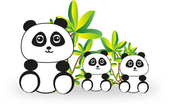 Cartoon Panda Family Bamboo Background