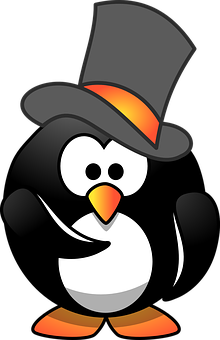 Cartoon Penguinin Top Hat PNG with transparent background