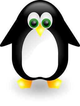 Cartoon Penguinon Black Background