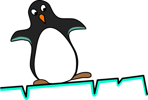 Cartoon Penguinon Ice