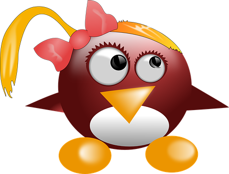 Cartoon Penguinwith Bow PNG with transparent background
