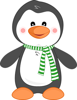 Cartoon Penguinwith Scarf PNG with transparent background