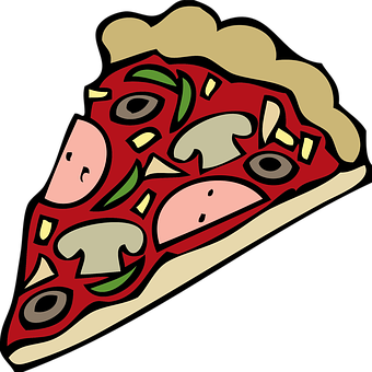 Cartoon Pepperoni Pizza Slice PNG with transparent background