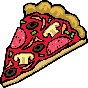 Cartoon Pepperoni Pizza Slice PNG with transparent background