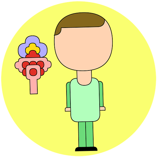 Cartoon Person Thinking About Flowers PNG image with a transparent background, free high-resolution download