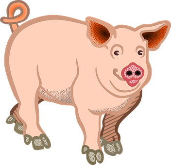 Cartoon Pig Illustration PNG with transparent background